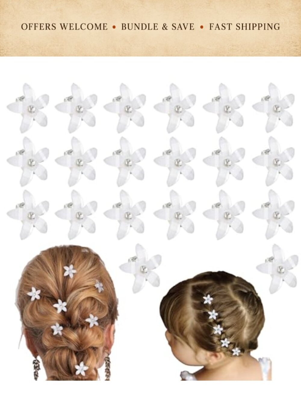 20 Pc Mini Flower Hair Claw Clips Plastic Alloy Decorative Accessories
